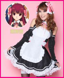Japanese Cosplay Lolita Dress French Maid Costume Full Set Fancy Party 