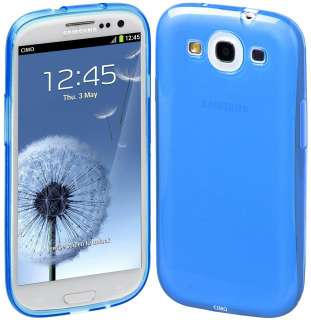 BLUE GLOSS FLEXIBLE TPU CASE FOR SAMSUNG GALAXY S III S3 COVER 