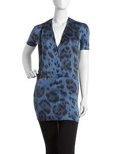 Stella McCartney Leopard Print Wrap Detail Silk Blouse  