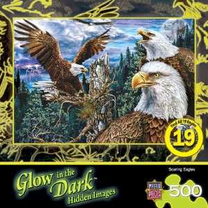 HIDDEN IMAGES GLOW IN THE DARK PUZZLE SOARING EAGLES STEPHEN MICHAEL 