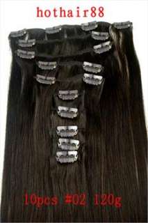 10pcs 22 Inch Human Hair Clip In Extension 38Wid​e120g