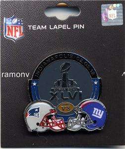 Patriots vs Giants Super Bowl XLVI Head to Head Pin New England New 