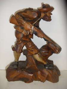 Antique Black Forest wood Figural man hunting figure  