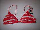 NEW Roxy halter bra style bikini top red white multi color size large 