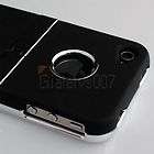 BLACK SILVER DELUXE HARD CASE COVER W/ CHROME STAND RUBBER FOR IPHONE 