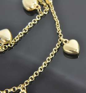 Turkish 14K Yellow Gold Puffed Heart Charm Rolo Cable Link Chain 