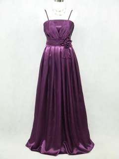   Satin Dark Purple Long Prom Ball Gown Wedding/Evening Dress Size 12 14