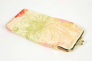 SILK SUN GLASSES CASE Gold Mum Snap Pouch Chinese Bag  