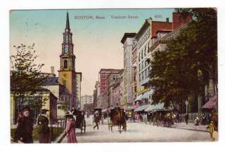 Tremont Street Boston Massachusetts Ma 1910 Postcard  