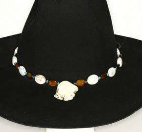 Hat Band Hatband Magnesite Turquoise Brown MoP Beads  
