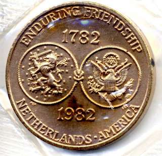 1782 1982 Netherlands America Friendship Medal   63114  