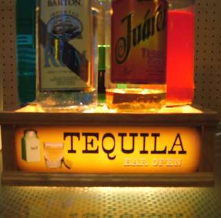 TEQUILA BAR OPEN SIGN shot glass / liquor display  