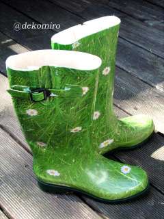 Gummistiefel mit Kamilleblüten grün Gr 38  Schuhe 