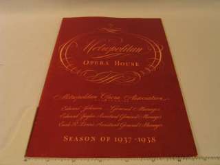 Metropolitan Opera House Program from 1937 1938 season  