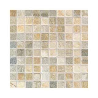 12 in. x 12 in. Autumn Mist Tumbled Slate Sheet Mounted Mosaic Tile 