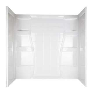   in. x 60 in. x 61 1/2 in. Three Piece Direct to Stud Tub Wall in White