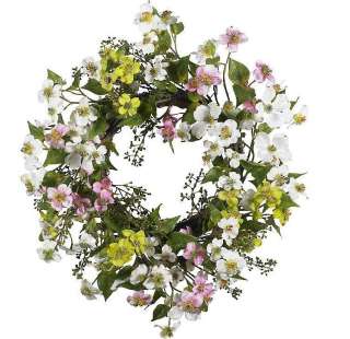 WILLIAMSBURG HOME 24 SILK FLORAL DOGWOOD WREATH  