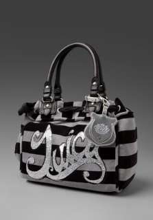 JUICY COUTURE Rugby Stripe Velour Day Dreamer Bag in Castle Grey at 
