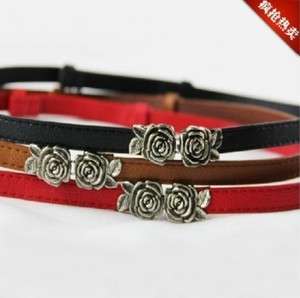 Hot Fashion Rose PU Buckle Style Slender Belt Waistband 3 Color  