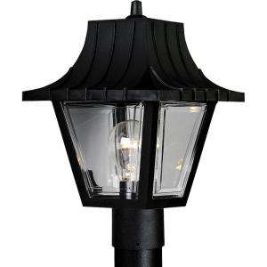   Lighting Mansard Collection Textured Black 1 light Post Lantern
