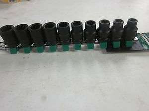 10pc GREAT NECK 1/2 DR 6 POINT CHROME MOLY IMPACT SOCKET SET SHALLOW 