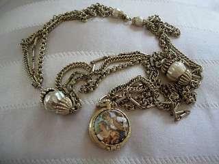   & PEARL PERFUME pocketwatch style LOCKET W PICTURE of COUPLE  
