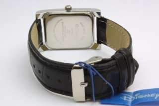 New Mickey Mouse Classic Rectangular Black Leather Band Watch MCK835 
