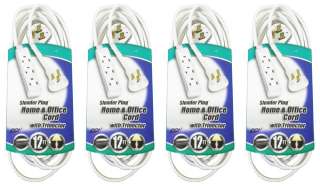   12 Foot White 16/3 Multi Outlet Indoor Extension Cords 03518  