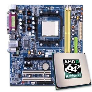 Gigabyte M61VME S2 NVIDIA Socket AM2 MicroATX Motherboard and an AMD 