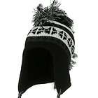 SNOW KNIT MOHAWK SKI HAT BLACK WITH BRAID AND TASSEL LINED NEW