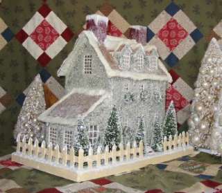 Colonial Primitive Brown Stone Lighted Putz Christmas House Paper 