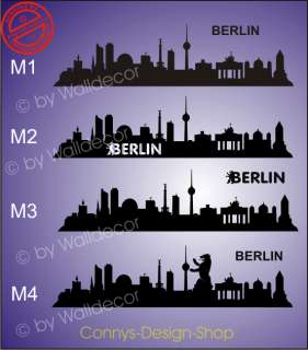 BERLIN Skyline WANDTATTOO Wohnzimmer Deko 110x28cm B2  