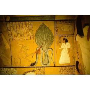   Ägyptische Malerei Göttin Nut im Baum/ ägypt. Wandmalerei 71 x 47