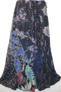 NWT SACRED THREADS FUNKY BLACK FLORAL FLARED SKIRT S  