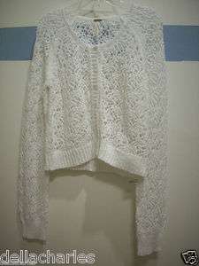 FREE PEOPLE SWEATER CROCHET CHAINS OF LOVE OPEN WEAVE KNIT COTTON 
