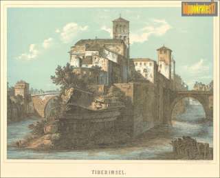 1882 TIBERINSEL Tiber Insel Insula Lycaonia koloriert  
