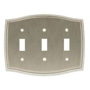 Liberty 3 Gang Switch Colonial Rope Satin Nickel Wall Plate W093ZMC 