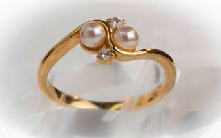 18KT Gold Plated Simulated Pearl Womens Ring   R11  