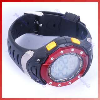 Waterproof Cold Light Plastic Band Sport Digital Watch Red  