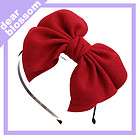 woolen DOUBLE BOW headband BIG ribbon party HAIR RED