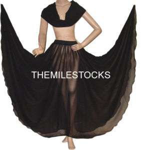 TMS BLACK Skirt Veil Belly Dance TRIBAL Costume Dress  