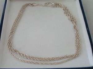 New Ultra Fine Sterling Silver .999 3 Row Draping Chain Necklace 