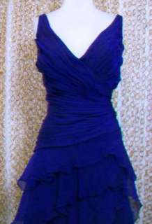 TADASHI SHOJI Womens Gorgeous Blue Pleated Flattering Sleeveless Dress 