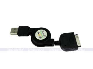 Retractable USB Cable for Apple 30 Pin Dock Connector (Black)
