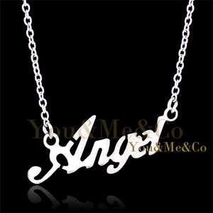 18K White Gold EP Angel Words Pendant Necklace  