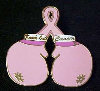 Breast Cancer Dark Pink Ribbon Boxing Glove Pin Tac New  