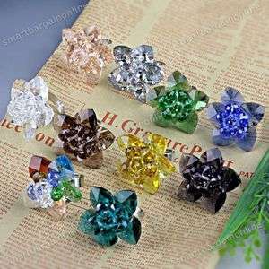 1PC Crystal Glass Faceted Flower Beads Adjustable Fashion Finger Ring 