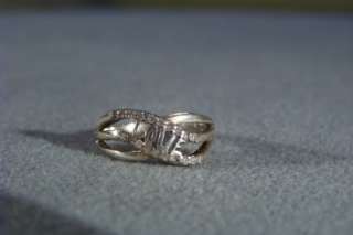 WOW ANTIQUE STERLING SILVER 20 DIAMOND LOVE FANCY WEDDING BAND RING 7 
