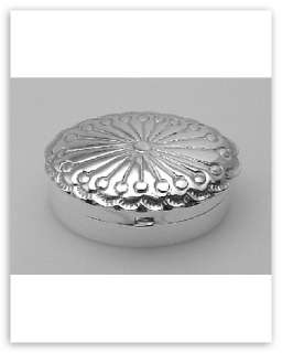 Antique Style Small Oval Pillbox Sterling Silver  