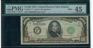 1934 $1000 Star* FR 2211F Choice XF45 Mule Atlanta  